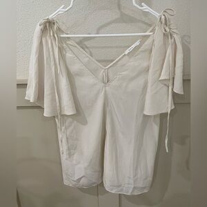 A.L.C. Cream Tie-Shoulder Blouse 100% Silk